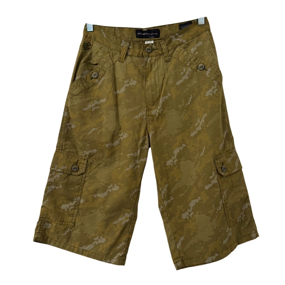 Rocawear Vintage Jorts Mens 30 Green Camo Baggy Shorts Hip Hop Skater Cyber‎ Y2K